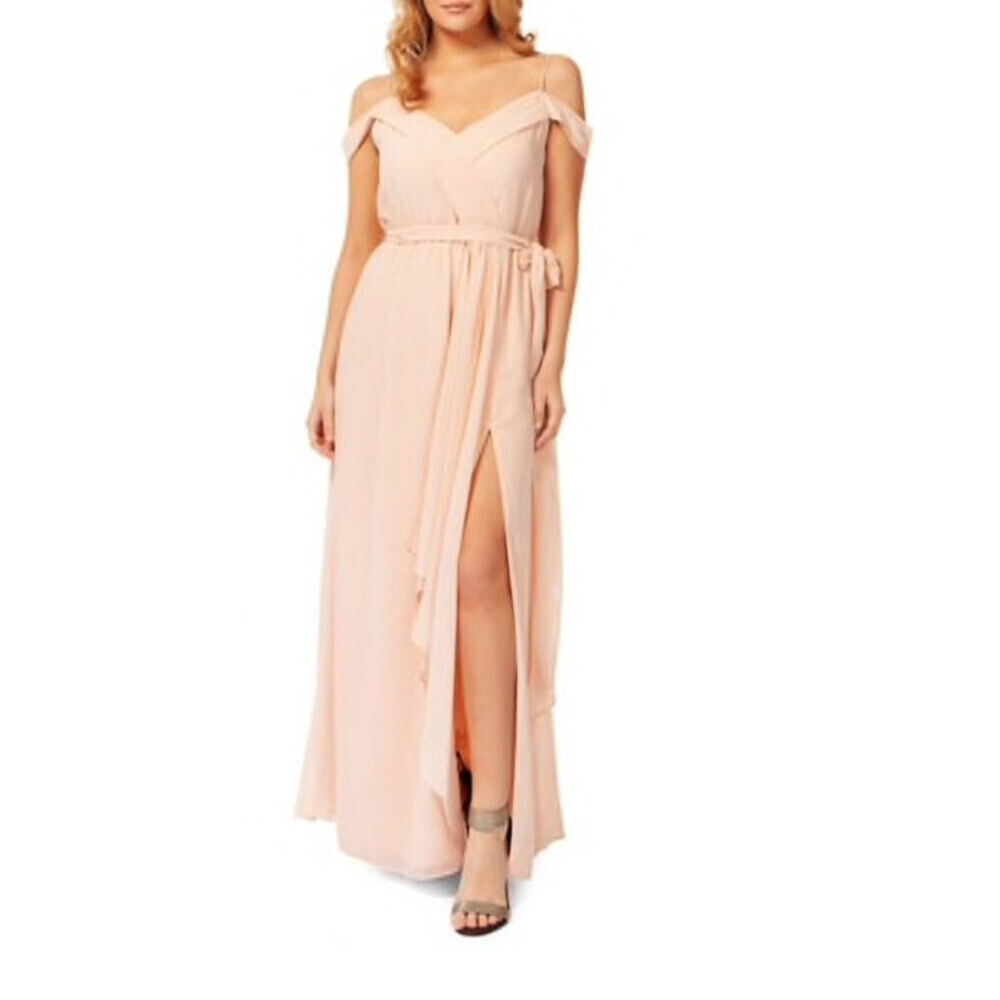 Occasion By Dex Pleated Off The Shoulder Gown Dress In Ballet Rose Size XL $180